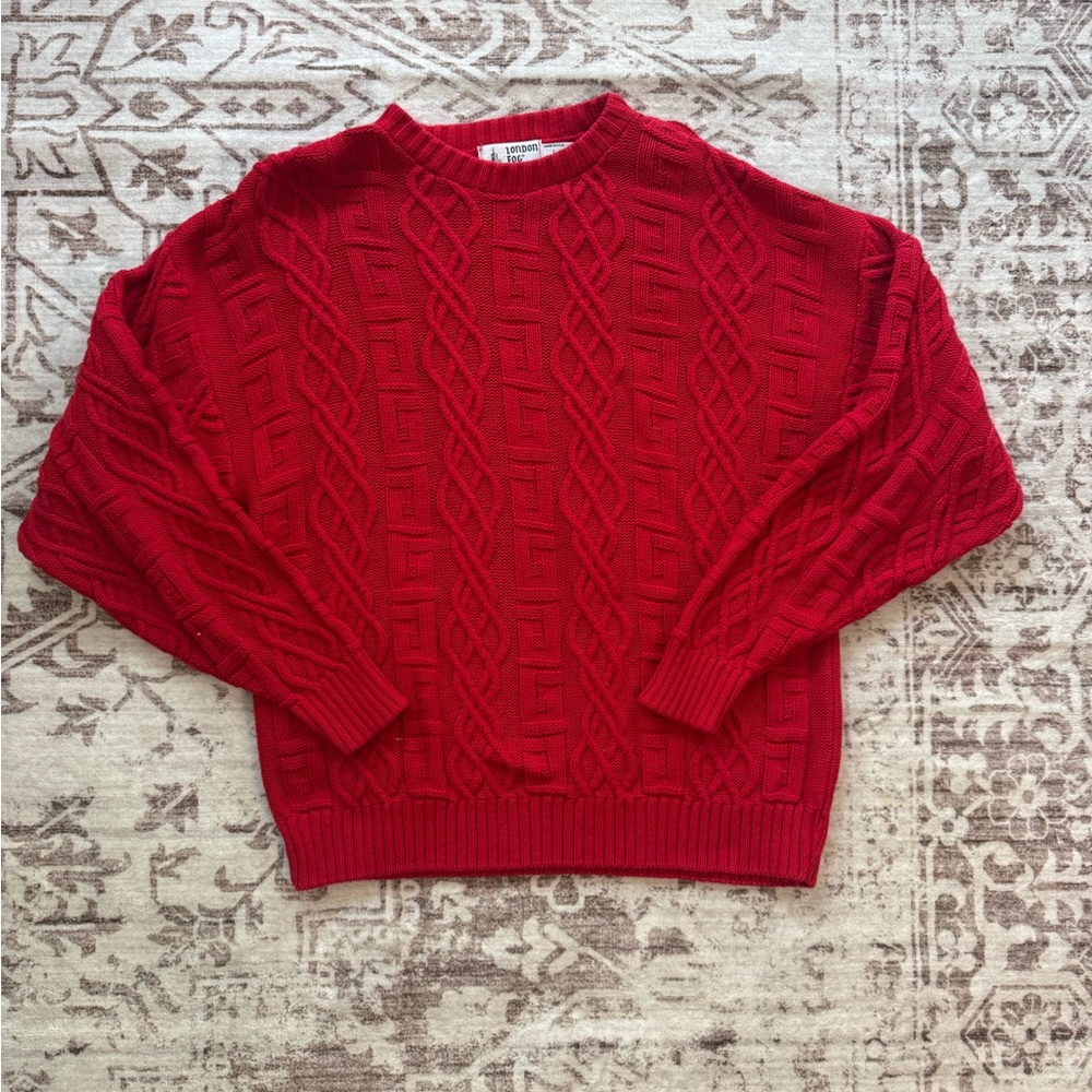 Vintage London Fog Red Cable Knit Sweater